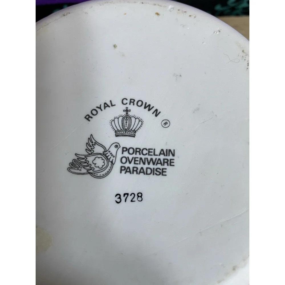 Royal Crown Paradise Porcelain Oval Baking Dish, Floral Bird Design MPN 3728